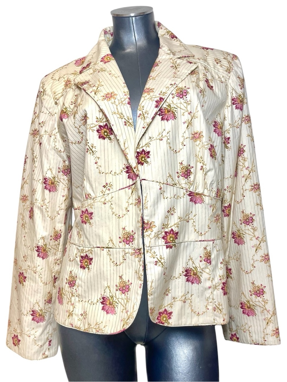 Work To Weekend Women’s 18W Floral Pinstripe Blazer Jacket Cottagecore Romantic